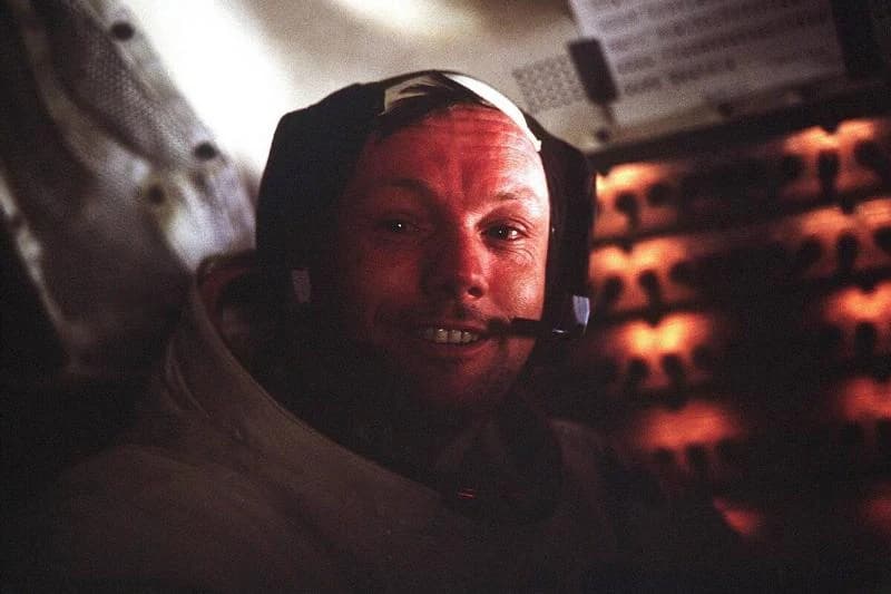 Astronaut Neil A. Armstrong, Apollo 11 Commander, inside the Lunar Module as it rests on the lunar surface after completion of his historic moonwalk.