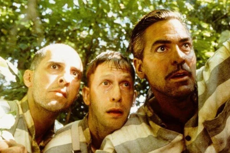 George Clooney, John Turturro and tim Blake Nelson as Ulysses Everett mcGill, Pete Hogwallop and Delmar O'Donnel in O Brother Where Art Thou